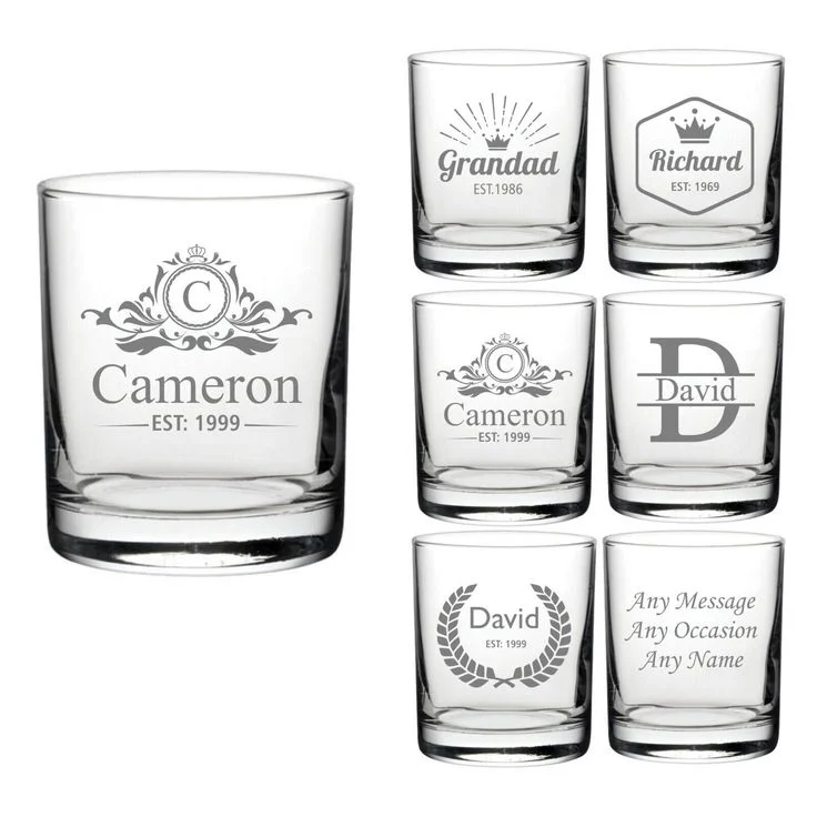 engraved whiskey glass